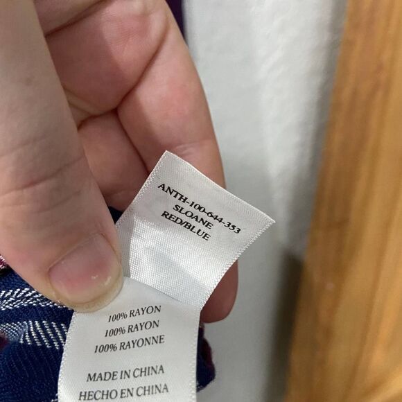 Rails Sloane Red blue Plaid Tie waist button up long sleeve top womens medium - Picture 4 of 5